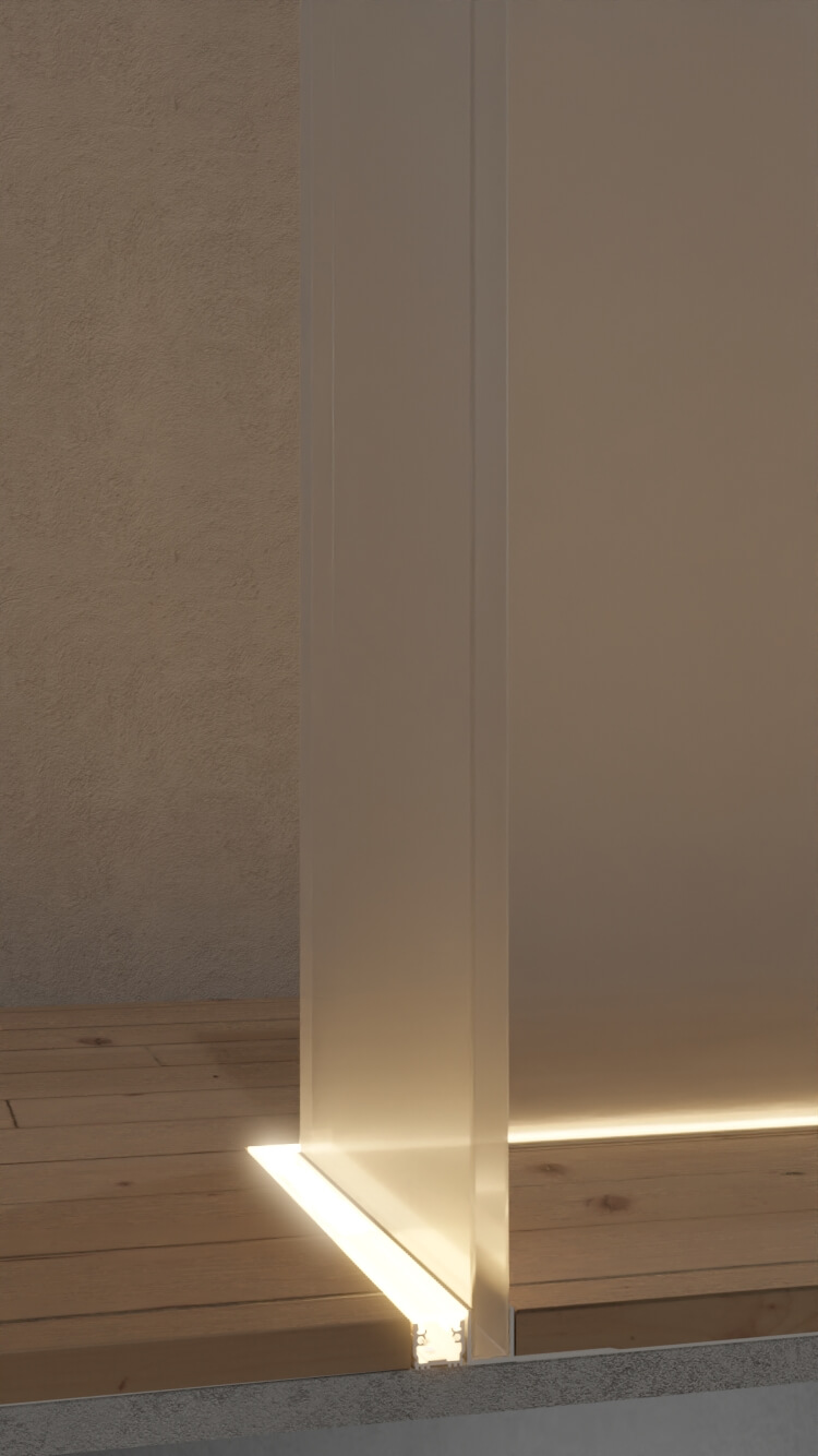 Badezimmer-Bodenbeleuchtung mit dem LED Alu Profil HF