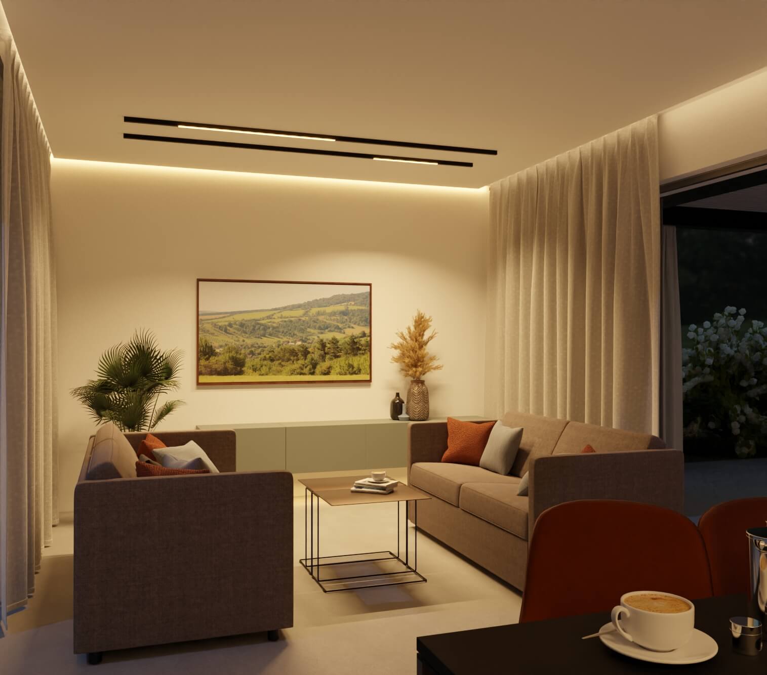 LED Alu Profil Basic - Wohnzimmer mit schwarzer Abdeckung