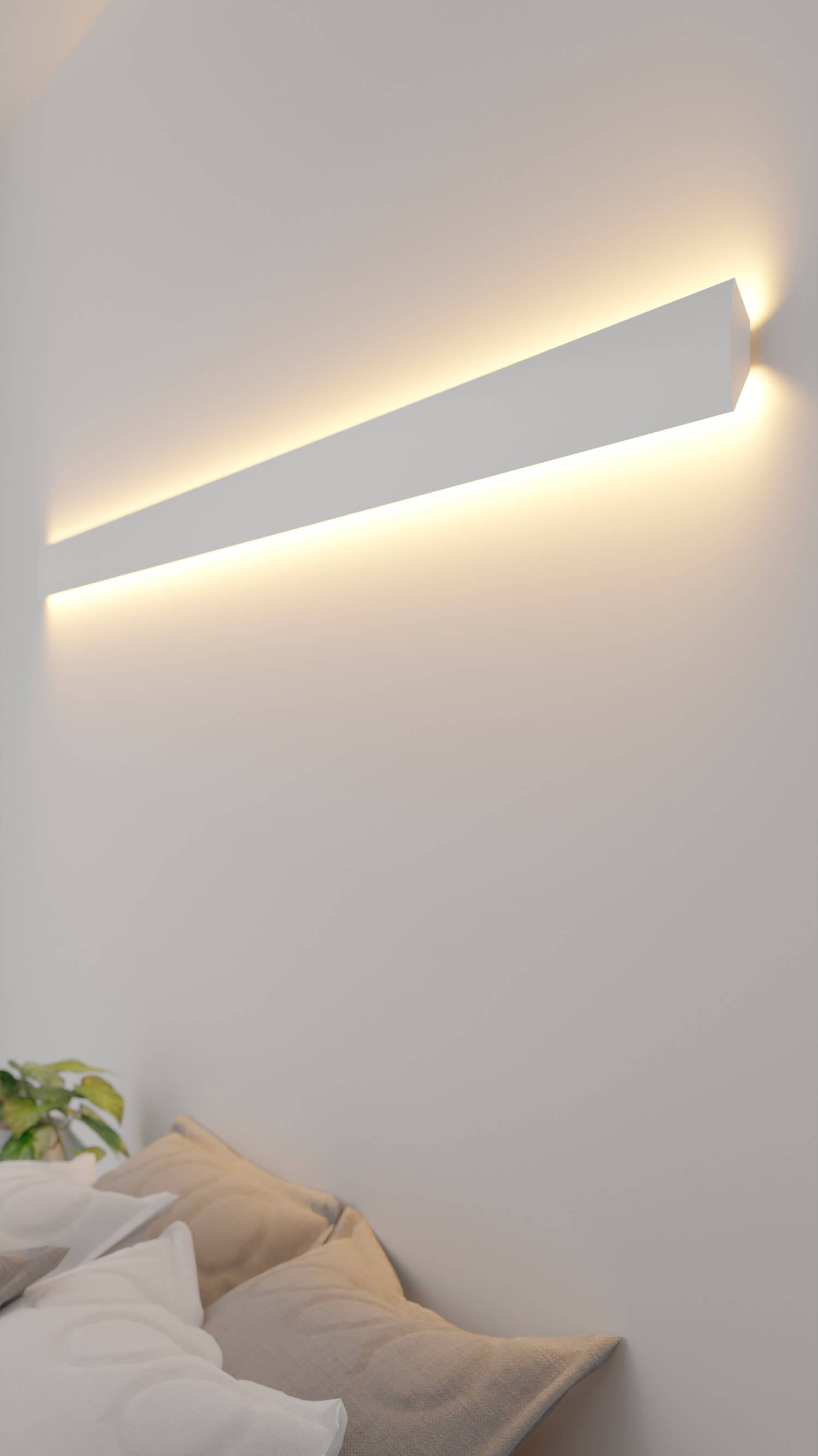 LED Alu Profil LV über einem Sofa als Lichtvoute